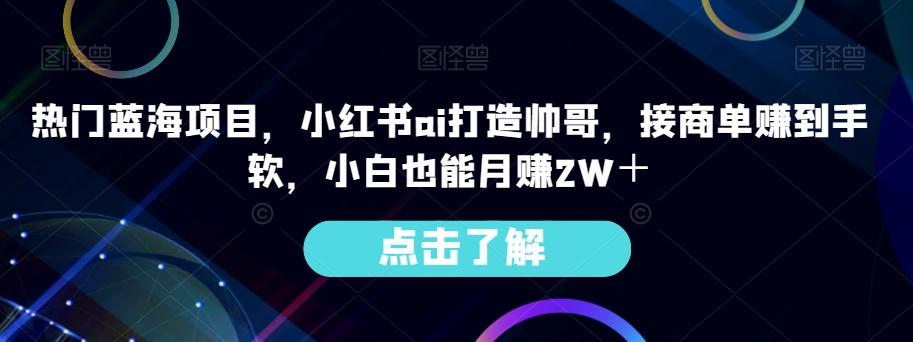 热门蓝海项目，小红书ai打造帅哥，接商单赚到手软，小白也能月赚2W＋-搞机圈