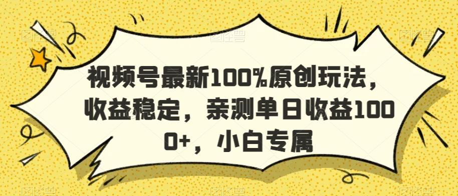 视频号最新100%原创玩法，收益稳定，亲测单日收益1000+，小白专属【揭秘】-搞机圈