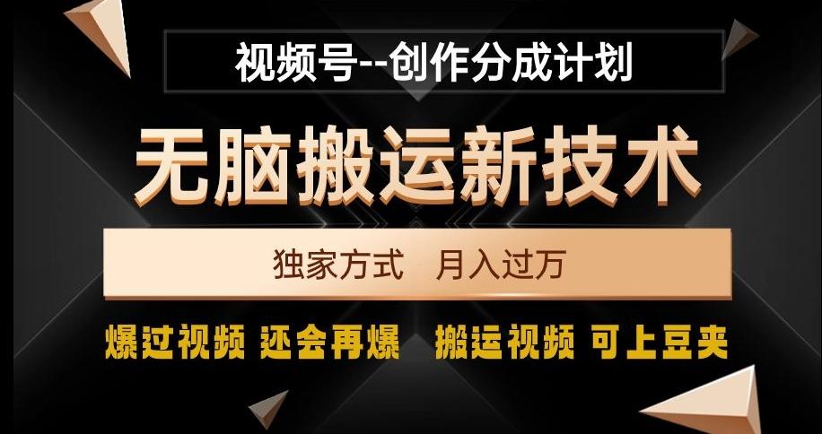 视频号无脑搬运新技术，破原创壕流量，独家方式，爆过视频，还会再爆【揭秘】-搞机圈