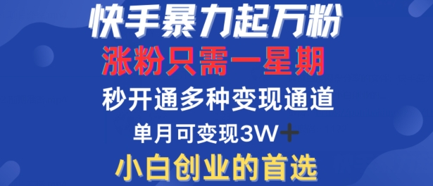 快手暴力起万粉，涨粉只需一星期，多种变现模式，直接秒开万合，单月变现过W【揭秘】-搞机圈
