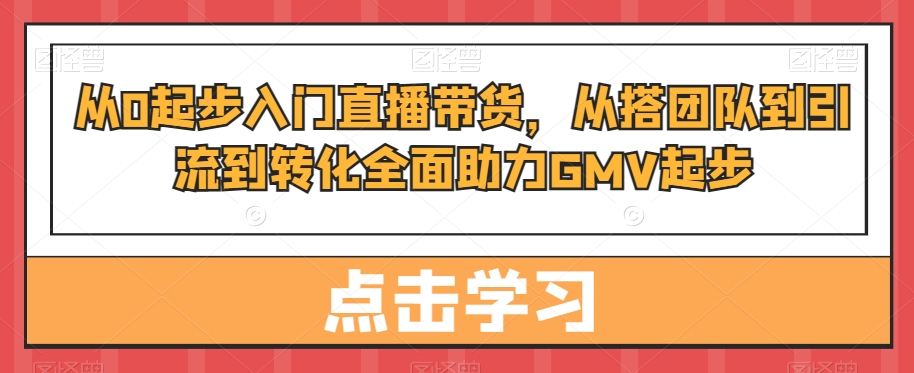 从0起步入门直播带货，​从搭团队到引流到转化全面助力GMV起步-搞机圈