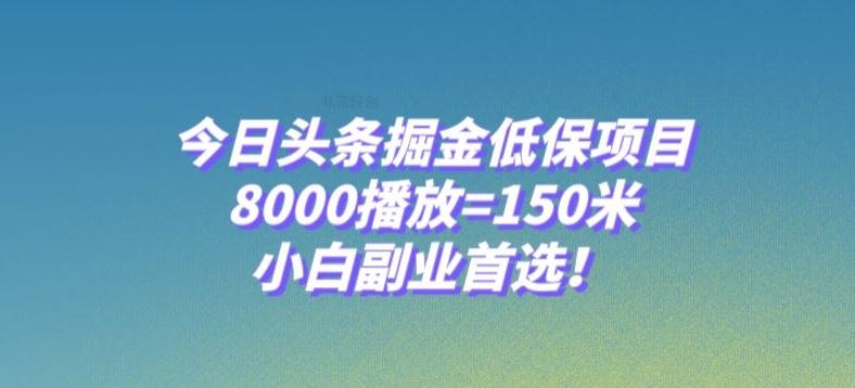 今日头条掘金低保项目，8000播放=150米，小白副业首选【揭秘】-搞机圈