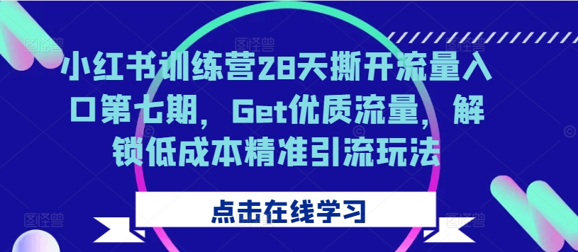 小红书训练营28天撕开流量入口第七期，Get优质流量，解锁低成本精准引流玩法-搞机圈