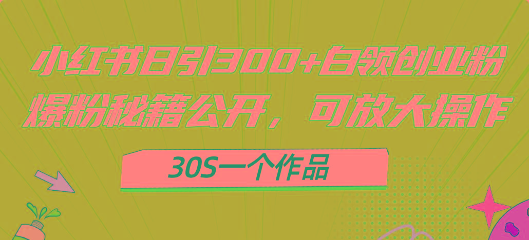 小红书日引300+高质白领创业粉，可放大操作，爆粉秘籍！30s一个作品-搞机圈