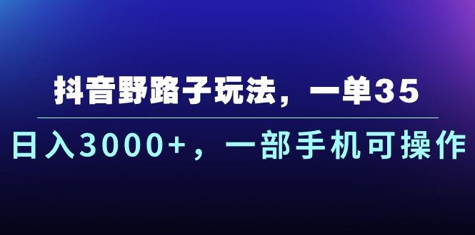 抖音野路子玩法，一单35.日入3000+，一部手机可操作-搞机圈