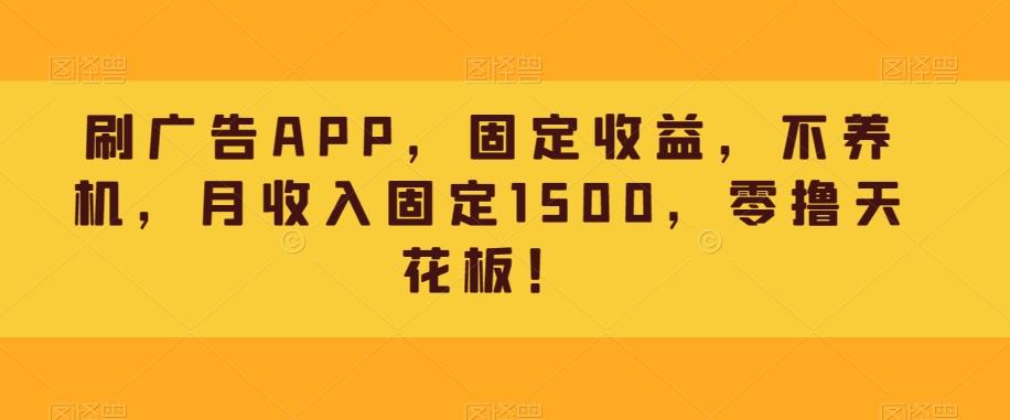 刷广告APP，固定收益，不养机，月收入固定1500，零撸天花板！-搞机圈