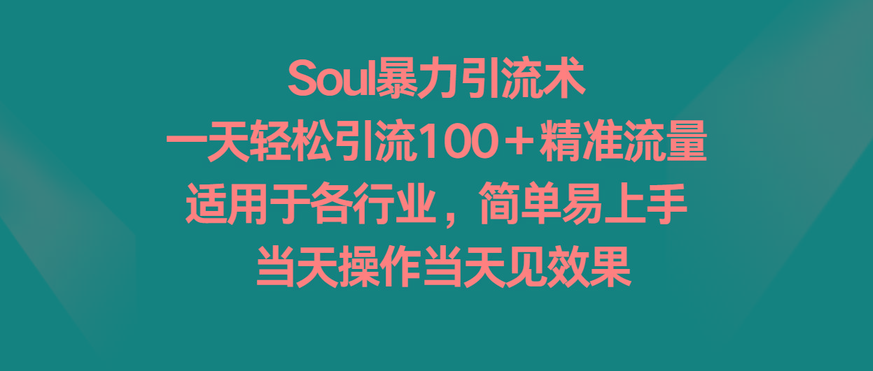 Soul暴力引流术，一天轻松引流100＋精准流量，适用于各行业，简单易上手！-搞机圈