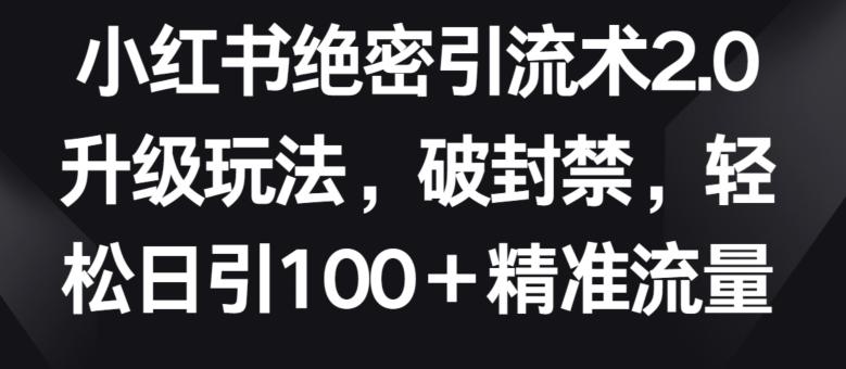 小红书绝密引流术2.0升级玩法，破封禁，轻松日引100+精准流量【揭秘】-搞机圈