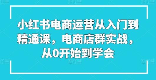 小红书电商运营从入门到精通课，电商店群实战，从0开始到学会-搞机圈
