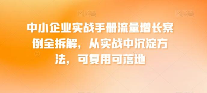 中小企业实战手册流量增长案例全拆解，从实战中沉淀方法，可复用可落地-搞机圈