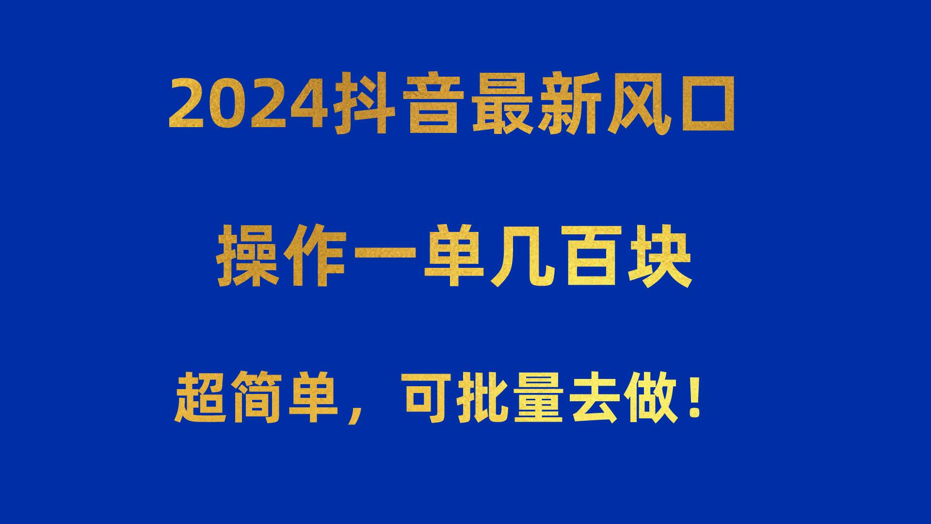 2024抖音最新风口！操作一单几百块！超简单，可批量去做！！！-搞机圈