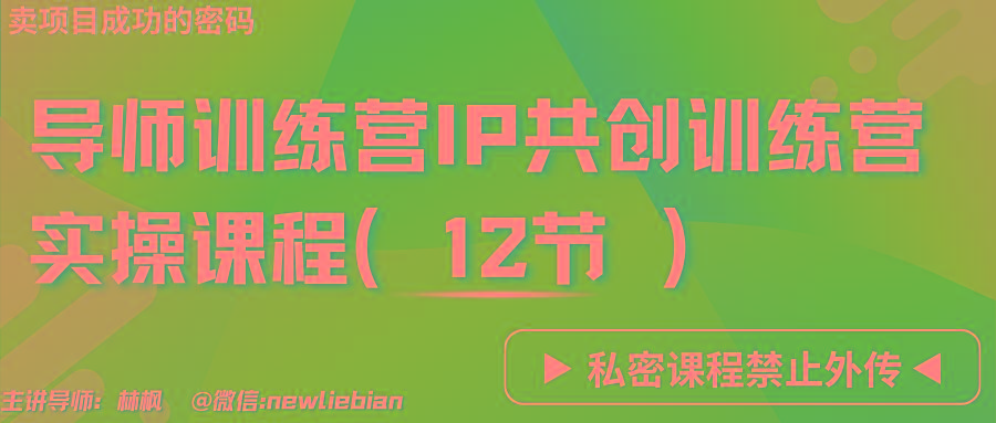导师训练营3.0IP共创训练营私密实操课程(12节)-卖项目的密码成功秘诀-搞机圈