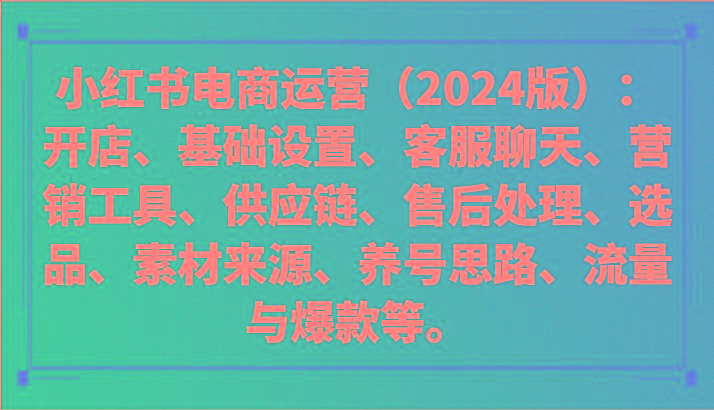 小红书电商运营(2024版)：开店、设置、供应链、选品、素材、养号、流量与爆款等-搞机圈