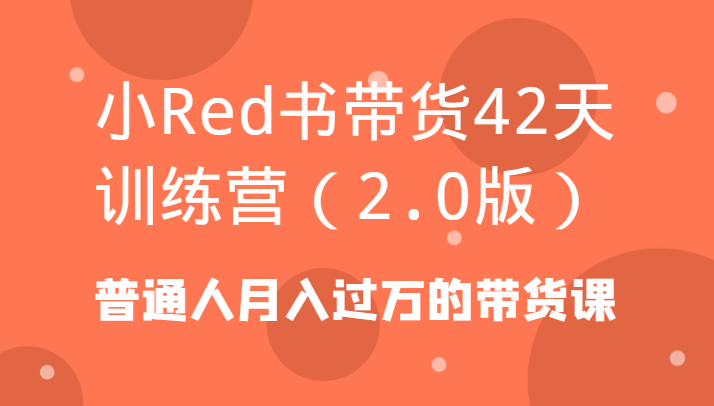 小Red书带货42天训练营(2.0版)普通人月入过万的带货课-搞机圈