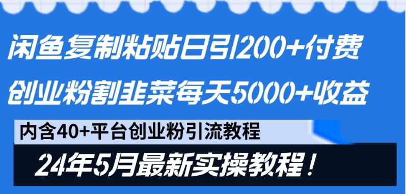 闲鱼复制粘贴日引200+付费创业粉，24年5月最新方法！割韭菜日稳定5000+收益-搞机圈