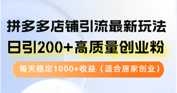 拼多多店铺引流最新玩法，日引200+高质量创业粉，每天稳定1000+收益(...-搞机圈