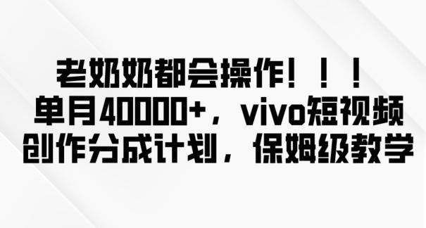 老奶奶都会操作，新平台无脑操作，单月40000+，vivo短视频创作分成计划【揭秘】-搞机圈