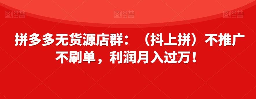 拼多多无货源店群：（抖上拼）不推广不刷单，利润月入过万！【揭秘】-搞机圈