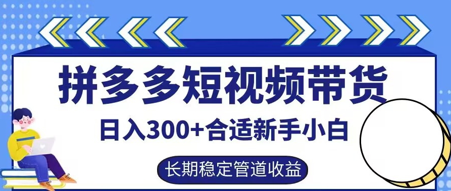 拼多多短视频带货日入300+有长期稳定被动收益，合适新手小白【揭秘】-搞机圈