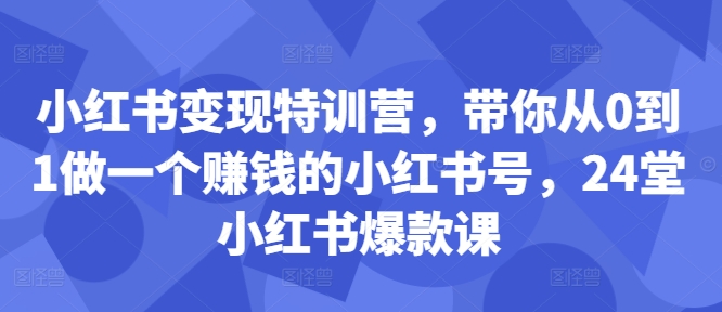 小红书变现特训营，带你从0到1做一个赚钱的小红书号，24堂小红书爆款课-搞机圈