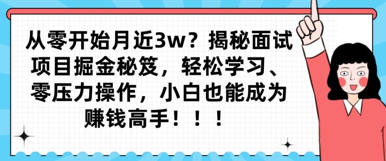 从零开始月近3w？揭秘面试项目掘金秘笈，轻松学习、零压力操作，小白也能成为赚钱高手-搞机圈