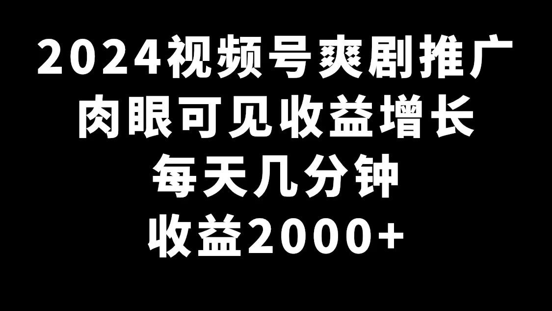 2024视频号爽剧推广，肉眼可见的收益增长，每天几分钟收益2000+-搞机圈