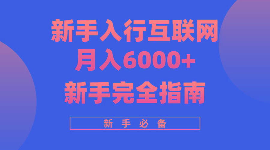 (10058期)互联网新手月入6000+完全指南 十年创业老兵用心之作，帮助小白快速入门-搞机圈