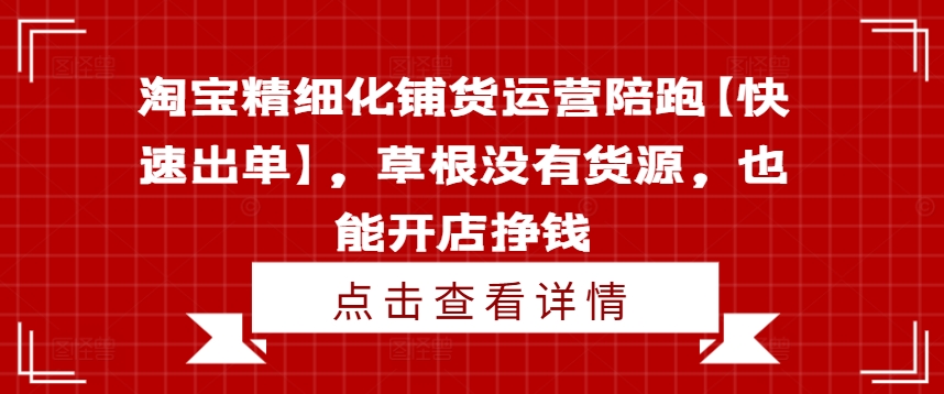 淘宝精细化铺货运营陪跑【快速出单】，草根没有货源，也能开店挣钱-搞机圈