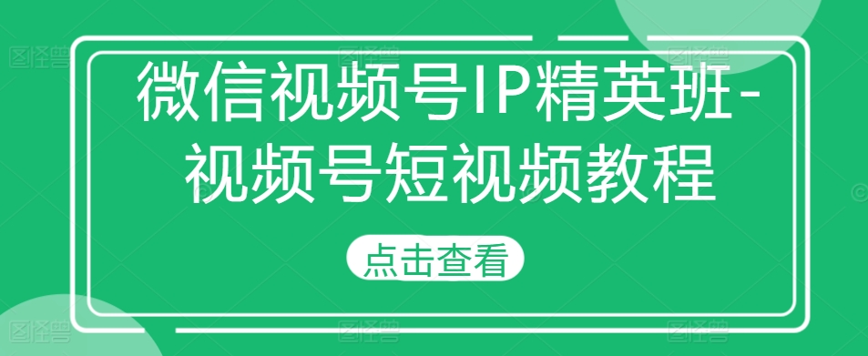 微信视频号IP精英班-视频号短视频教程-搞机圈