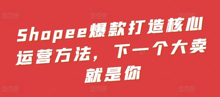 Shopee爆款打造核心运营方法，下一个大卖就是你-搞机圈