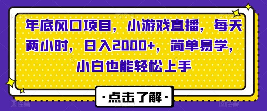 年底风口项目，小游戏直播，每天两小时，日入2000+，简单易学，小白也能轻松上手-搞机圈