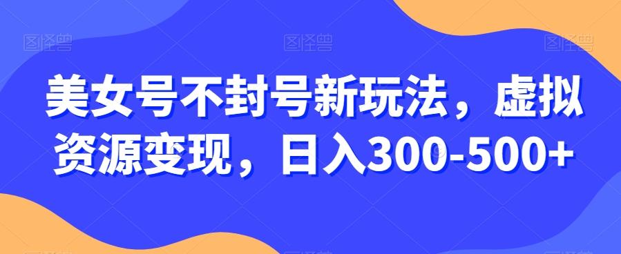 美女号不封号新玩法，虚拟资源变现，日入300-500+-搞机圈