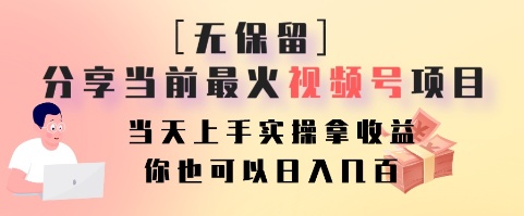 无保留分享当前最火视频号项目，当天上手实操拿收益，你也可以日入几百-搞机圈