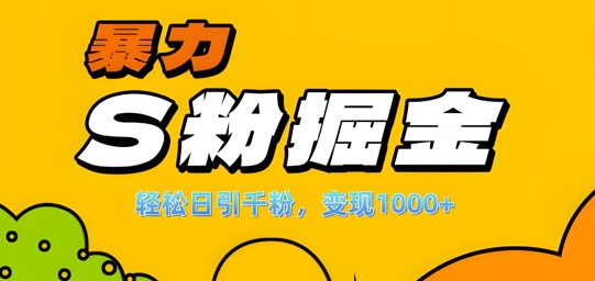 单人单机日引千粉，变现1k+，S粉流量掘金计划攻略【揭秘】-搞机圈