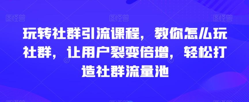 玩转社群引流课程，教你怎么玩社群，让用户裂变倍增，轻松打造社群流量池-搞机圈