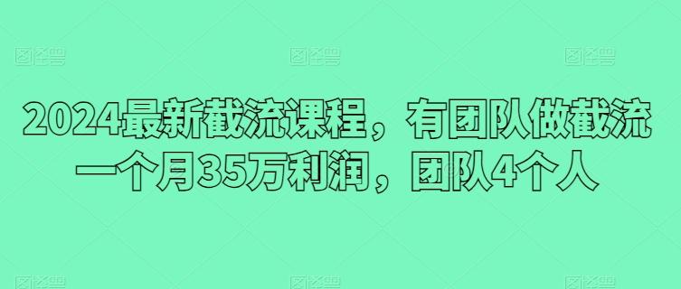 2024最新截流课程，有团队做截流一个月35万利润，团队4个人-搞机圈