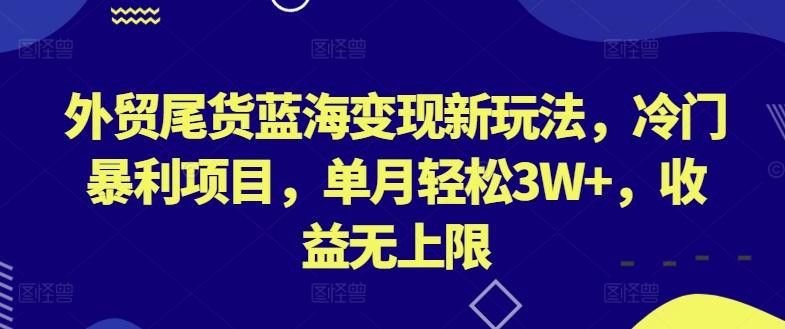 外贸尾货蓝海变现新玩法，冷门暴利项目，单月轻松3W+，收益无上限【揭秘】-搞机圈