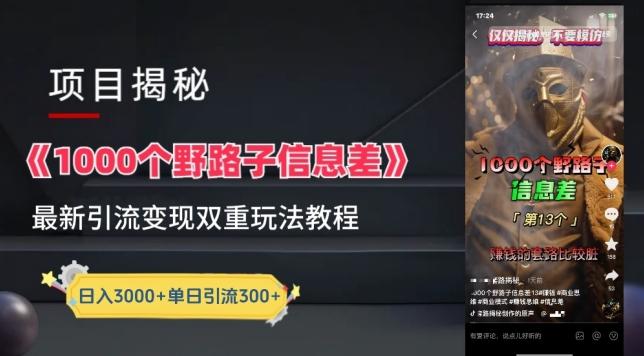 一千个野路子信息差最新玩法教程-变现+引流的玩法具体拆解【揭秘】-搞机圈