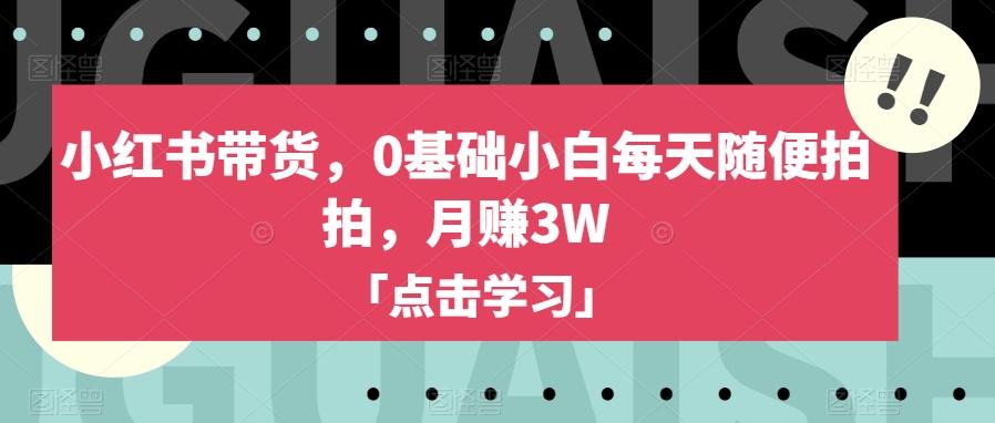 小红书带货，0基础小白每天随便拍拍，月赚3W【揭秘】-搞机圈
