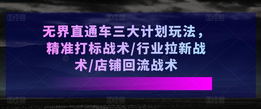 无界直通车三大计划玩法，精准打标战术/行业拉新战术/店铺回流战术-搞机圈