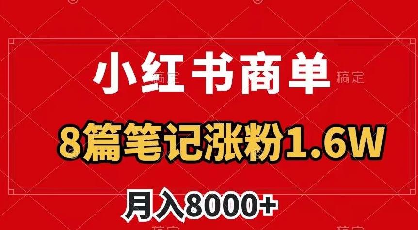 小红书商单最新玩法，8篇笔记涨粉1.6w，作品制作简单，月入8000+【揭秘】-搞机圈