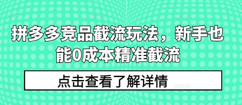 拼多多竞品截流玩法，新手也能0成本精准截流-搞机圈