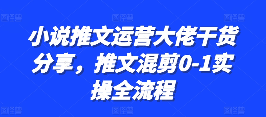 小说推文运营大佬干货分享，推文混剪0-1实操全流程-搞机圈