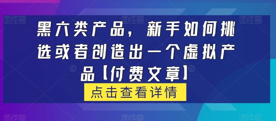 黑六类虚拟产品，新手如何挑选或者创造出一个虚拟产品【付费文章】-搞机圈
