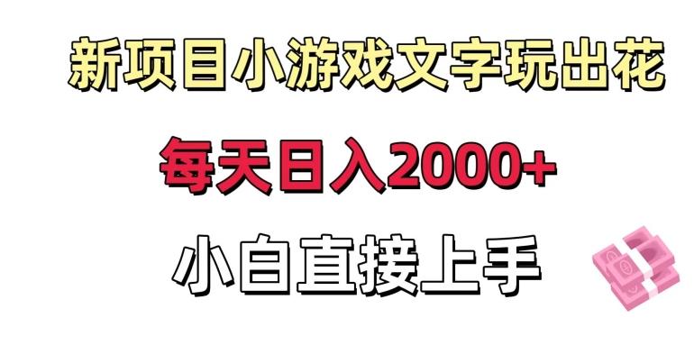 新项目小游戏文字玩出花日入2000+，每天只需一小时，小白直接上手【揭秘】-搞机圈
