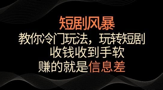 短剧风暴，教你冷门玩法，玩转短剧，收钱收到手软【揭秘】-搞机圈