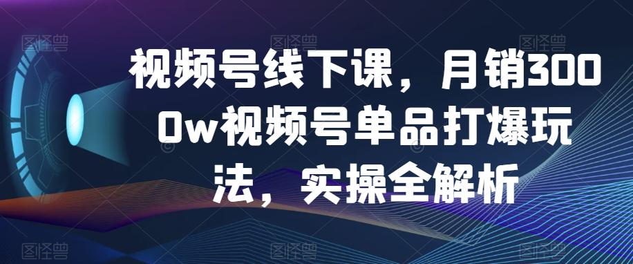 视频号线下课，月销3000w视频号单品打爆玩法，实操全解析-搞机圈