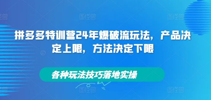 拼多多特训营24年爆破流玩法，产品决定上限，方法决定下限，各种玩法技巧落地实操-搞机圈