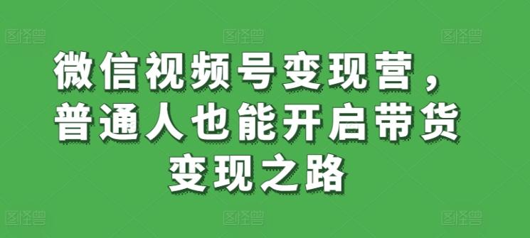 微信视频号变现营，普通人也能开启带货变现之路-搞机圈