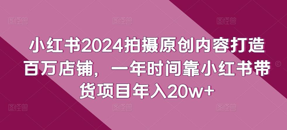 小红书2024拍摄原创内容打造百万店铺，一年时间靠小红书带货项目年入20w+-搞机圈
